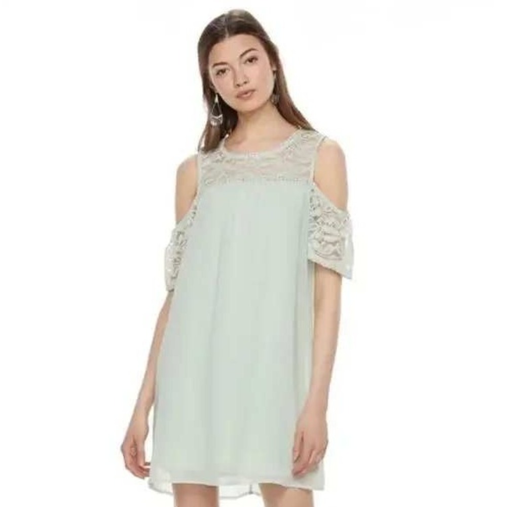 Gypsy Rose Women Mint Green Lace Cold Shoulder Mini Dress Size XL